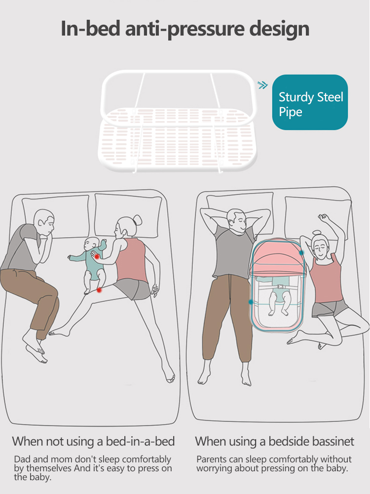Baby car carrier, portable and foldable, safe sleeping basket for newborns in summer