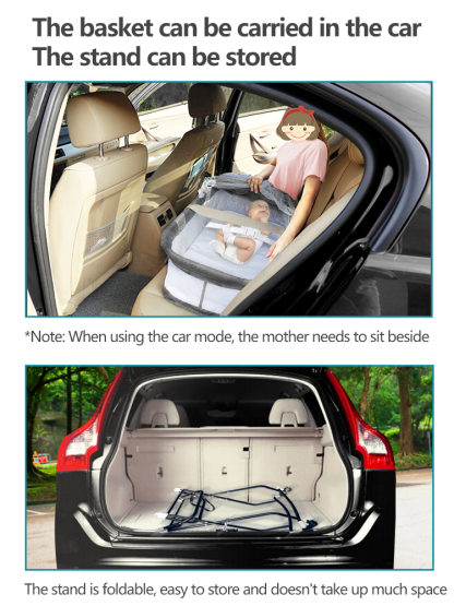 Baby car carrier, portable and foldable, safe sleeping basket for newborns in summer