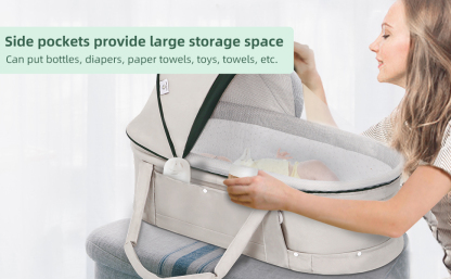 Travel Bassinet Portable Bassinet with 2 in 1 Canopy for Newborn
