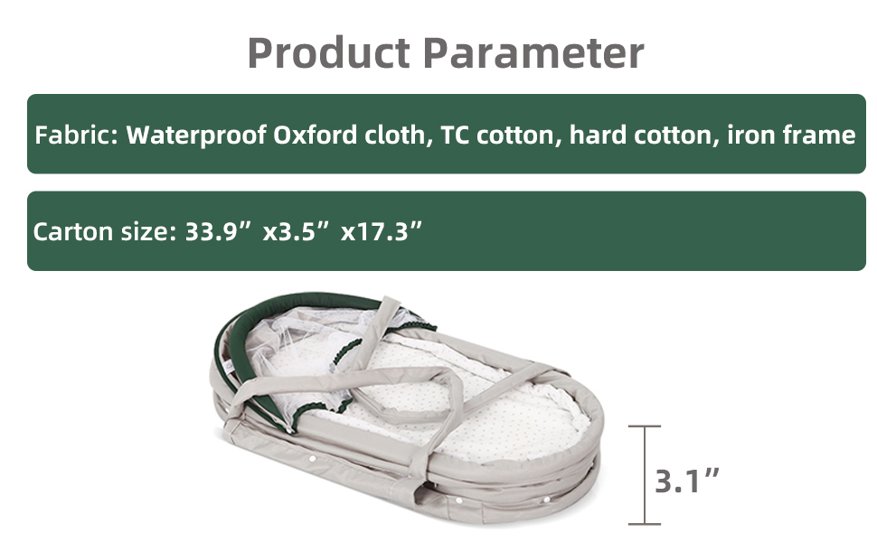 Travel Bassinet Portable Bassinet with 2 in 1 Canopy for Newborn