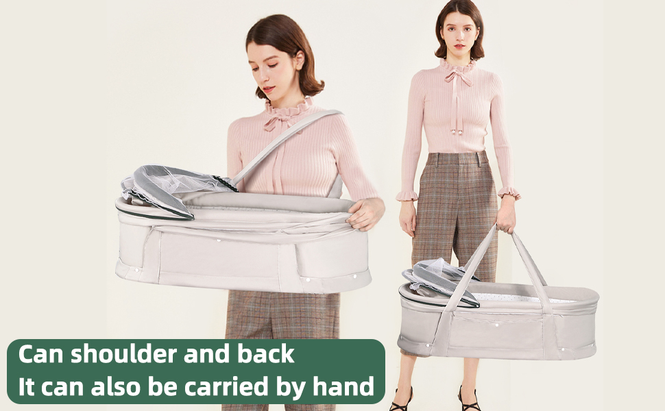 Travel Bassinet Portable Bassinet with 2 in 1 Canopy for Newborn