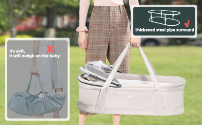 Travel Bassinet Portable Bassinet with 2 in 1 Canopy for Newborn