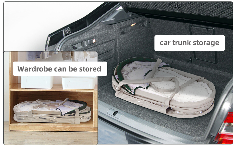 Travel Bassinet Portable Bassinet with 2 in 1 Canopy for Newborn