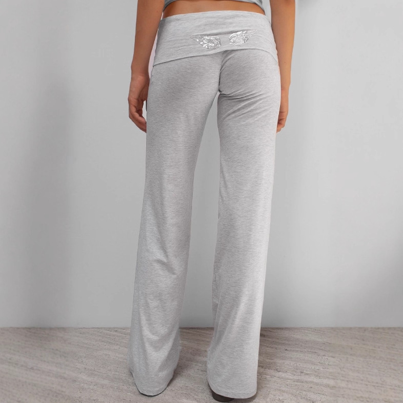 Hanorac cu broderie de paiete cu aripi în culoare uni