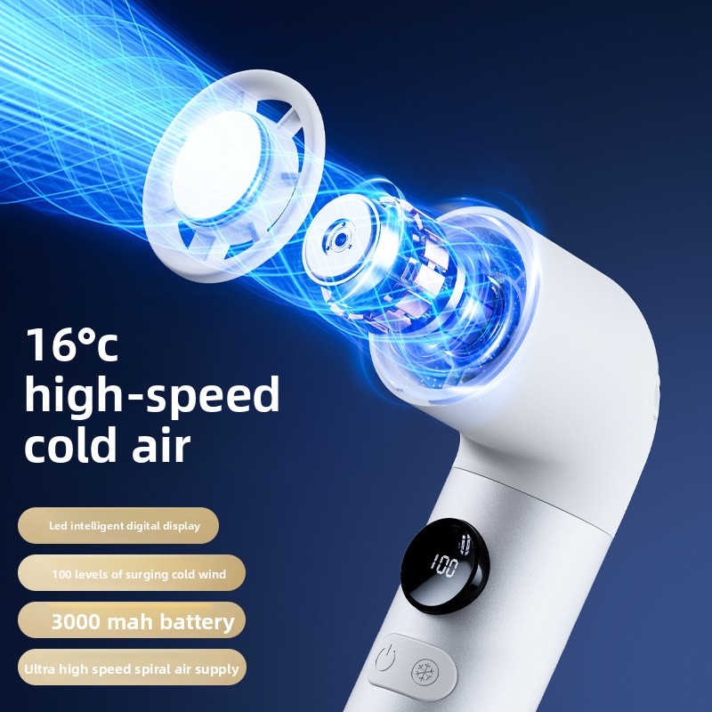 New cross-border outdoor superconducting refrigeration curved tube handheld fan, portable USB digital display ultra-high-speed fan