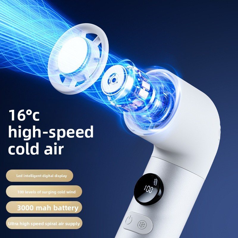New cross-border outdoor superconducting refrigeration curved tube handheld fan, portable USB digital display ultra-high-speed fan
