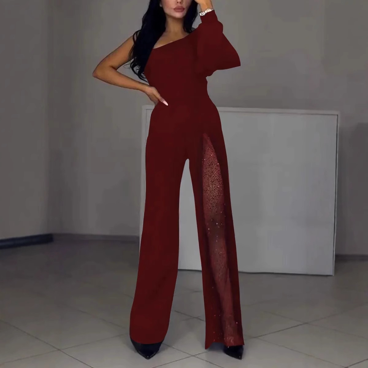 Sexy high-slit women's jumpsuit