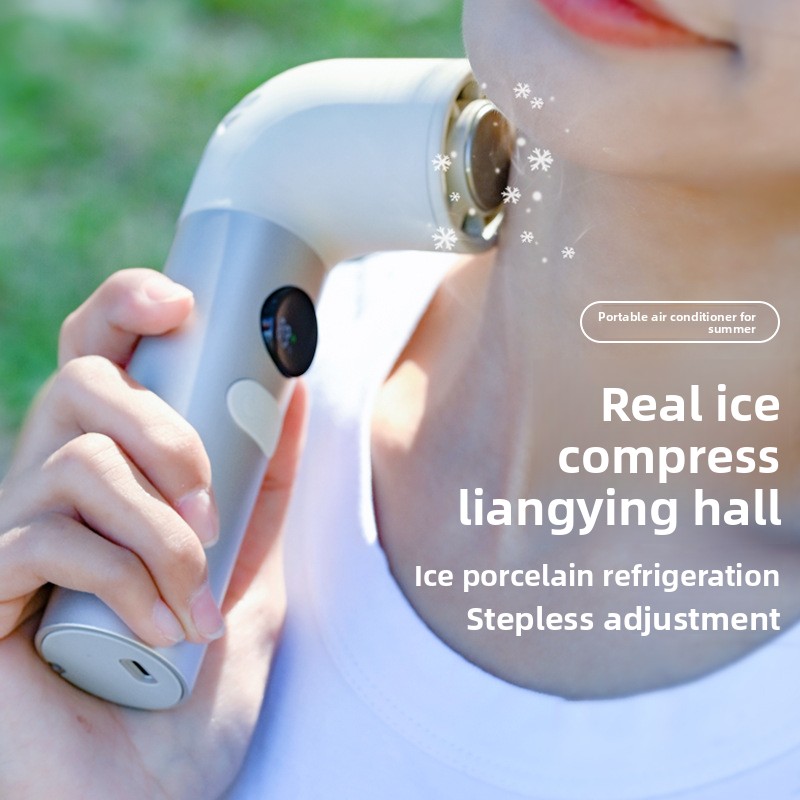 New cross-border outdoor superconducting refrigeration curved tube handheld fan, portable USB digital display ultra-high-speed fan