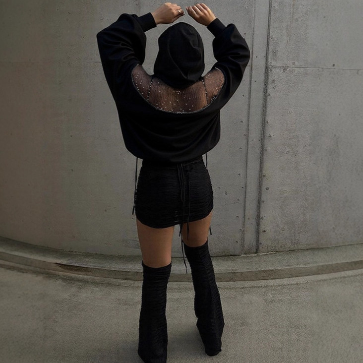Spring Women's Unique Style: Hooded, Cutout, Zip-Up Sweatshirt
