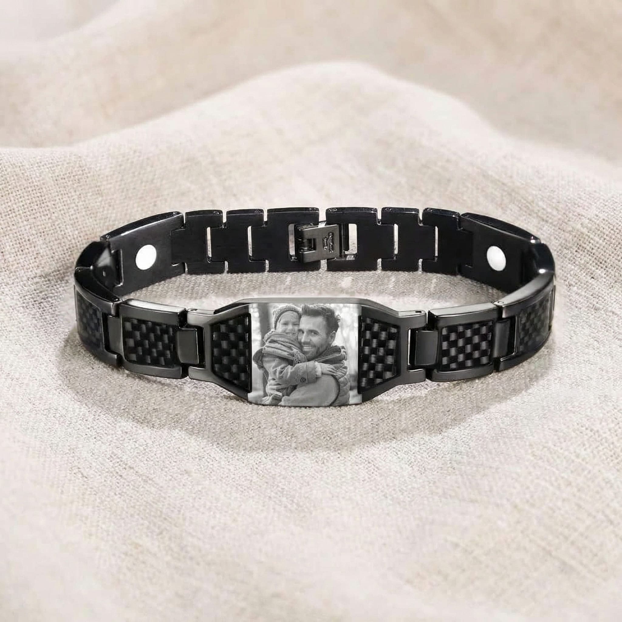Customizable carbon fiber photo bracelet
