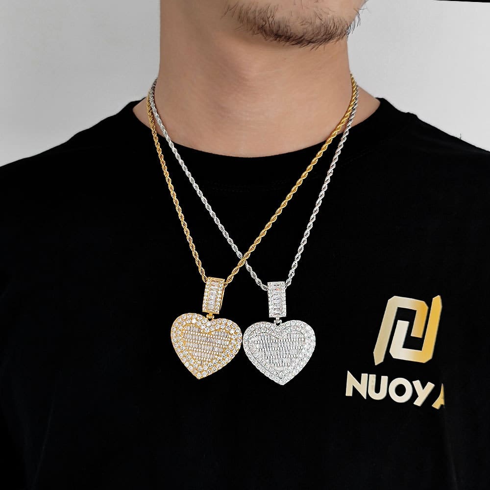 Custom Heart-shaped Diamond Photo Pendant