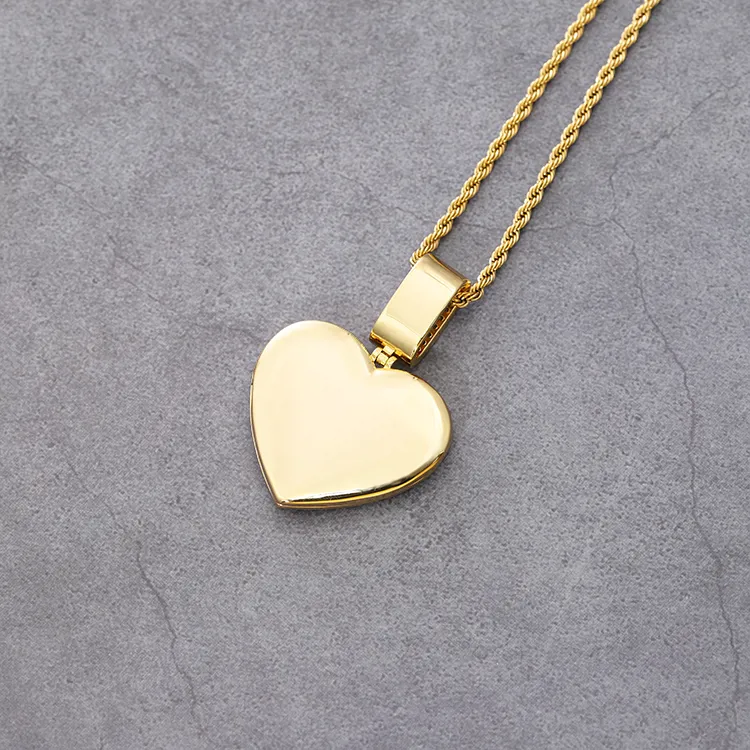 Custom Heart-shaped Diamond Photo Pendant