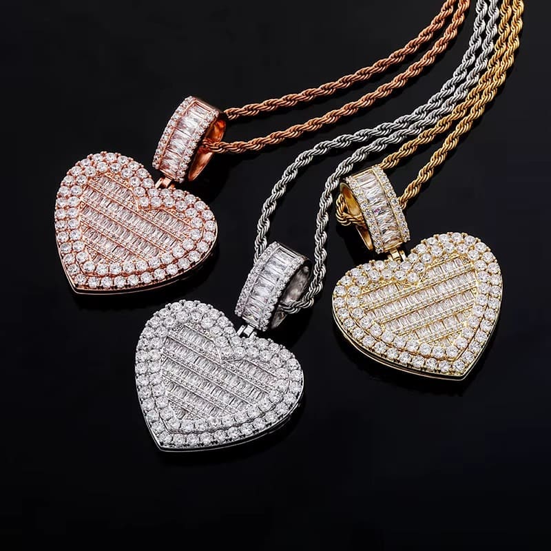 Custom Heart-shaped Diamond Photo Pendant