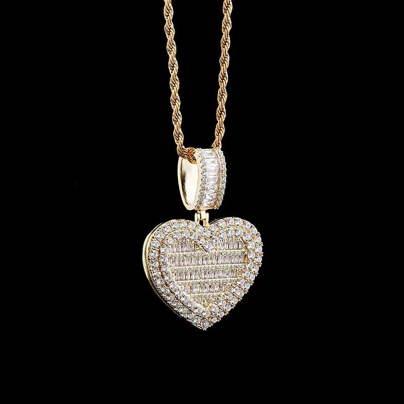 Custom Heart-shaped Diamond Photo Pendant