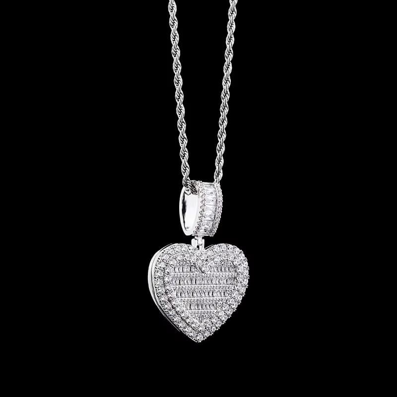 Custom Heart-shaped Diamond Photo Pendant