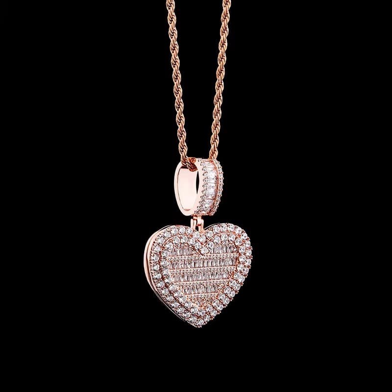 Custom Heart-shaped Diamond Photo Pendant