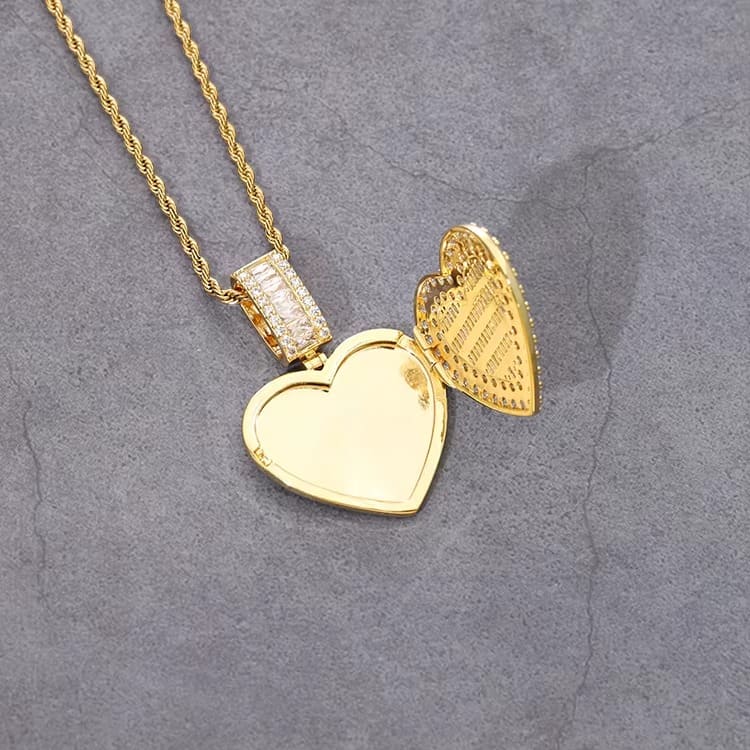 Custom Heart-shaped Diamond Photo Pendant