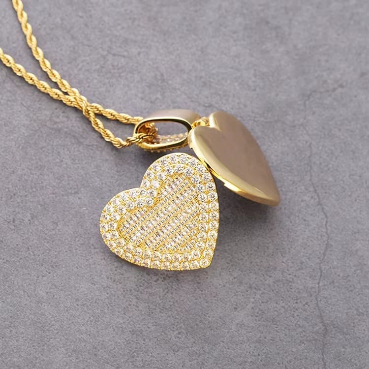 Custom Heart-shaped Diamond Photo Pendant
