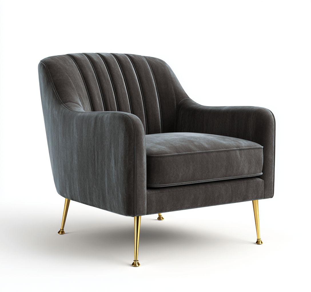 Fauteuil droit - velours - gris foncé - style moderne chic-Homelyosa