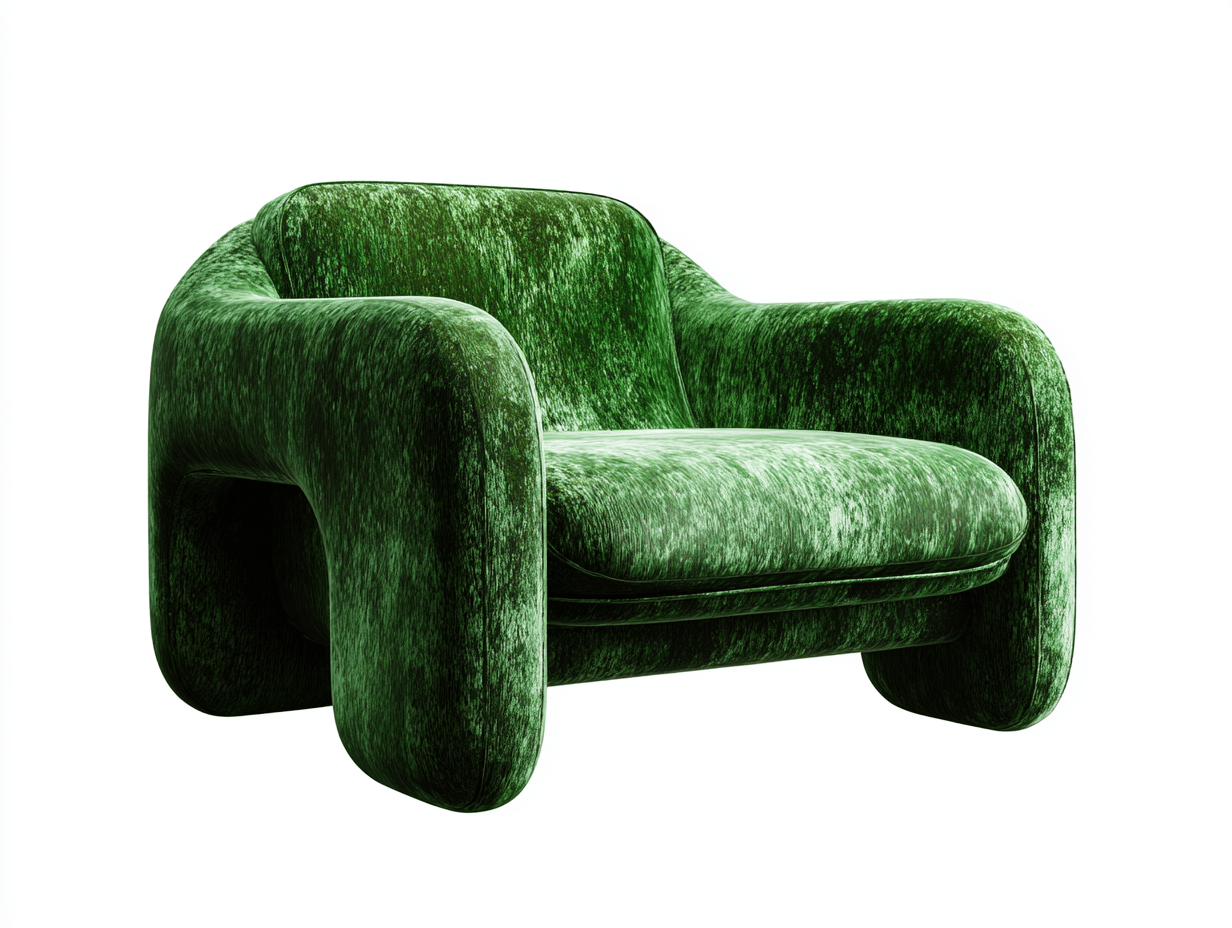 Fauteuil en velours vert foncé 115x100 cm - design contemporain - accoudoirs larges-Homelyosa