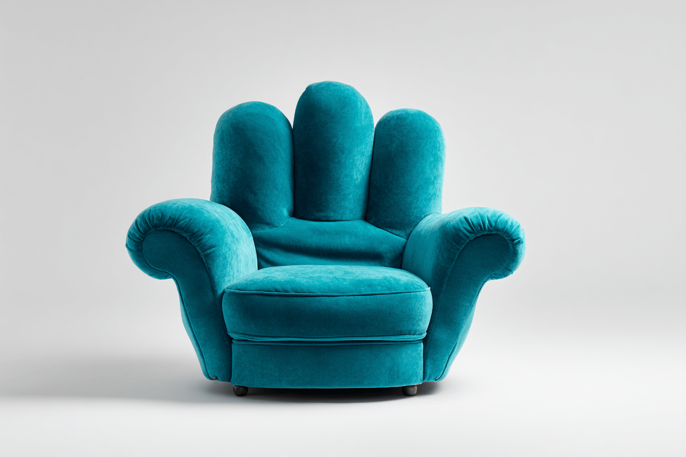 Fauteuil en velours turquoise 95x90 cm - design main arrondie - assise moelleuse-Homelyosa