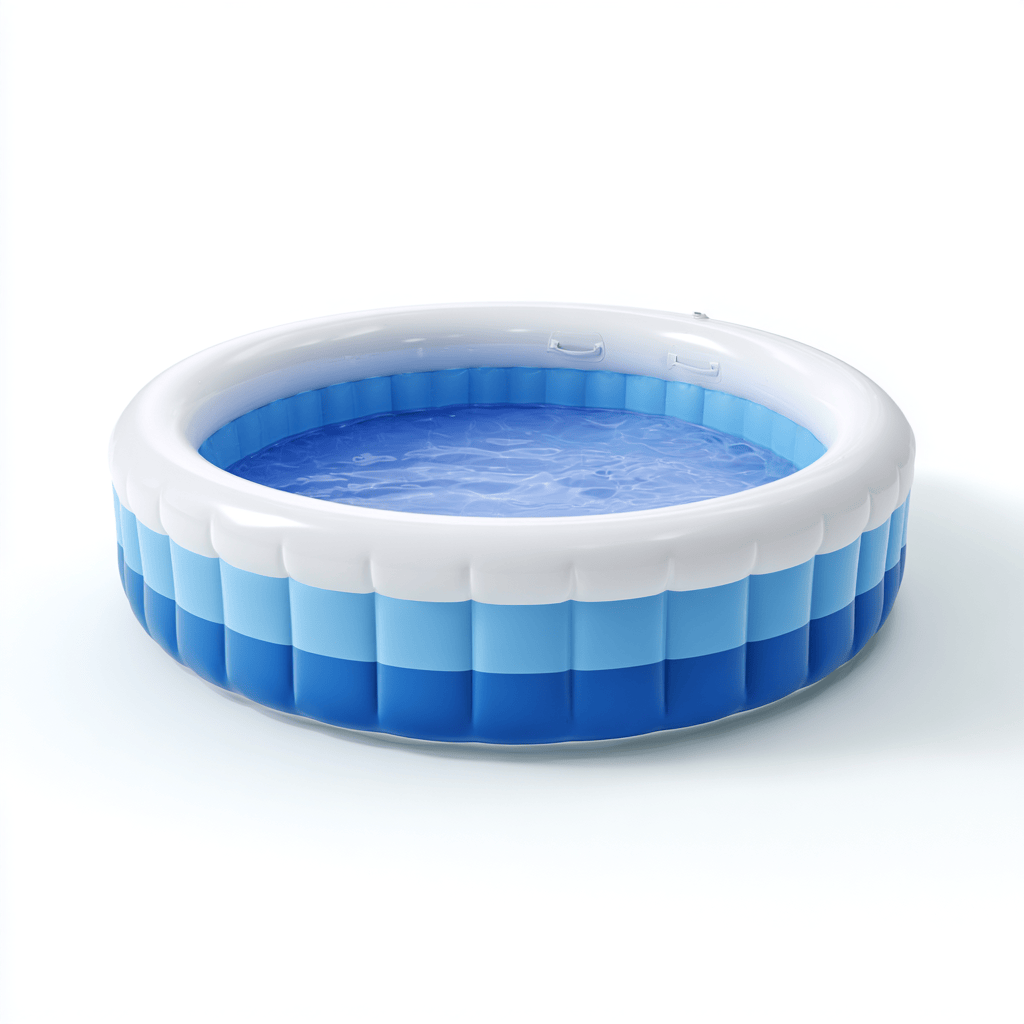 Piscine gonflable ronde en PVC à rayures bleues et blanches - usage extérieur - grande capacité-Homelyosa