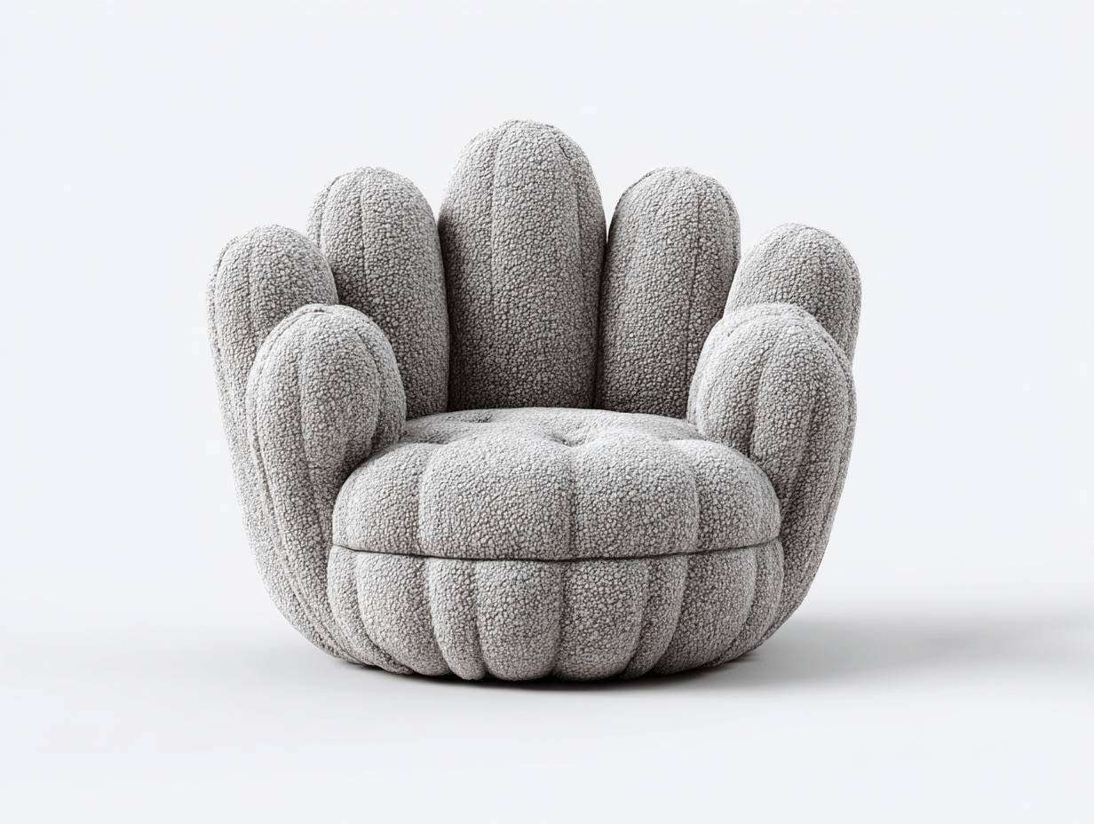 Fauteuil design en tissu 100x95 cm - gris - forme créative capitonnée en main-Homelyosa