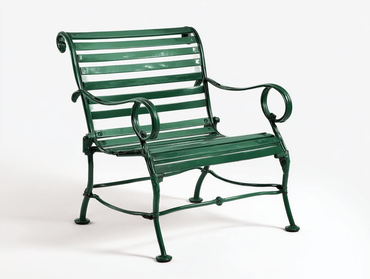 Fauteuil de jardin en métal vert foncé - structure ajourée - accoudoirs décoratifs arrondis-Homelyosa