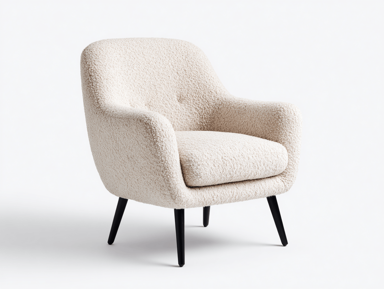 Fauteuil droit - tissu bouclé - beige - style moderne-Homelyosa