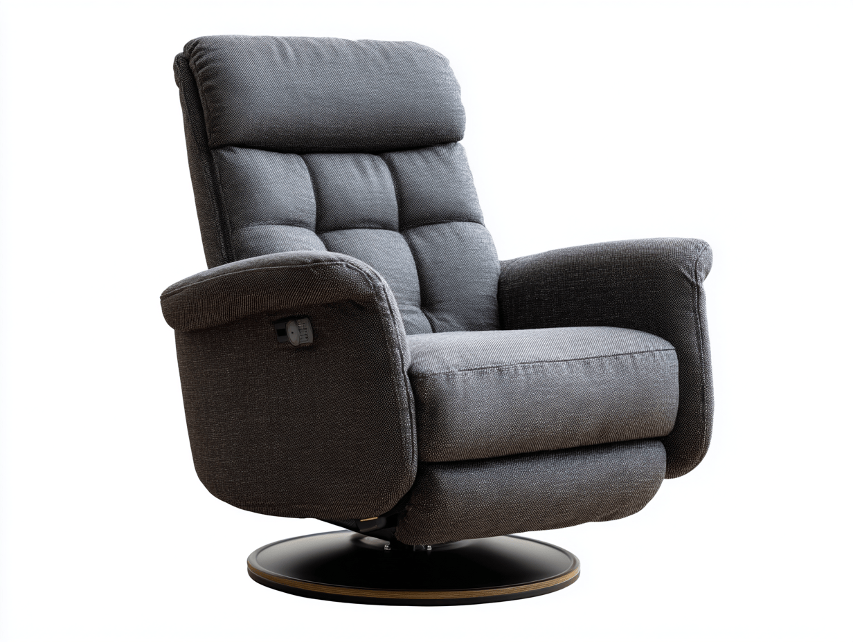 Fauteuil inclinable pivotant en tissu gris foncé - base ronde - dossier à soutien segmenté-Homelyosa