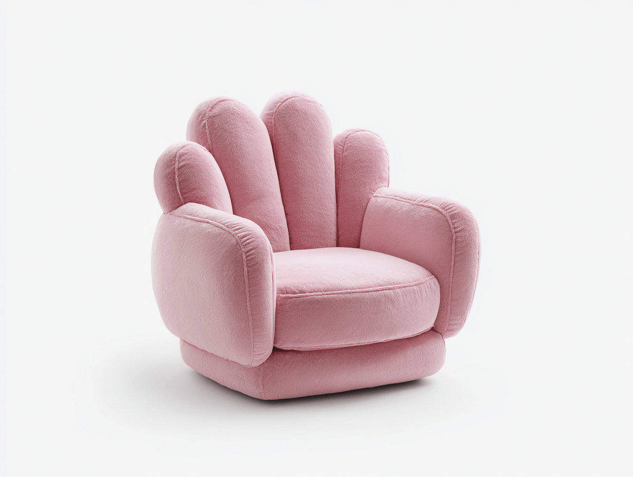 Fauteuil en velours rose 92x88 cm - design main arrondie - assise profonde-Homelyosa