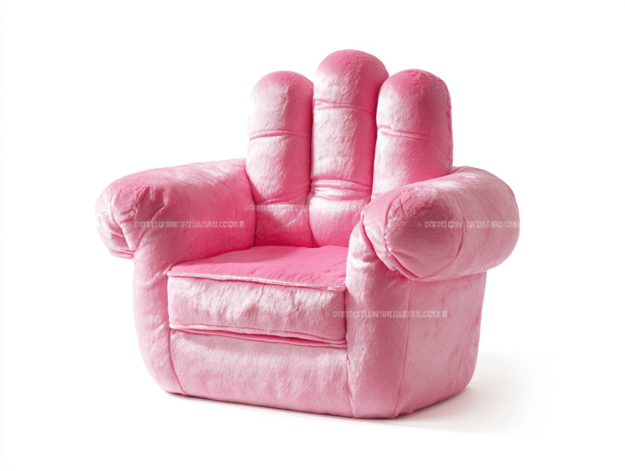 Fauteuil en velours rose 92x85 cm - forme main ouverte - style ludique et confortable-Homelyosa