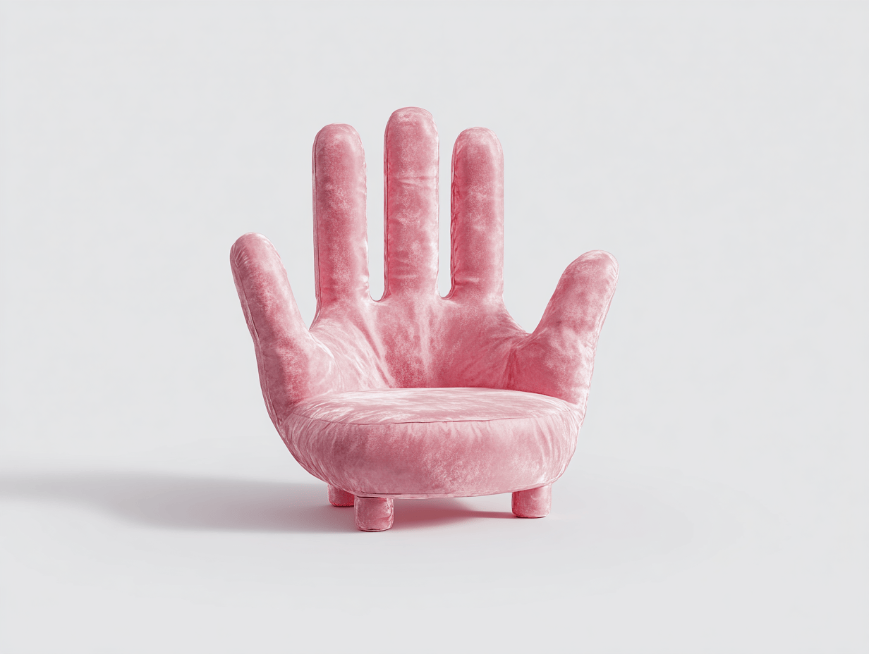 Fauteuil en velours rose 90x75 cm - design main ouverte - dossier haut artistique-Homelyosa