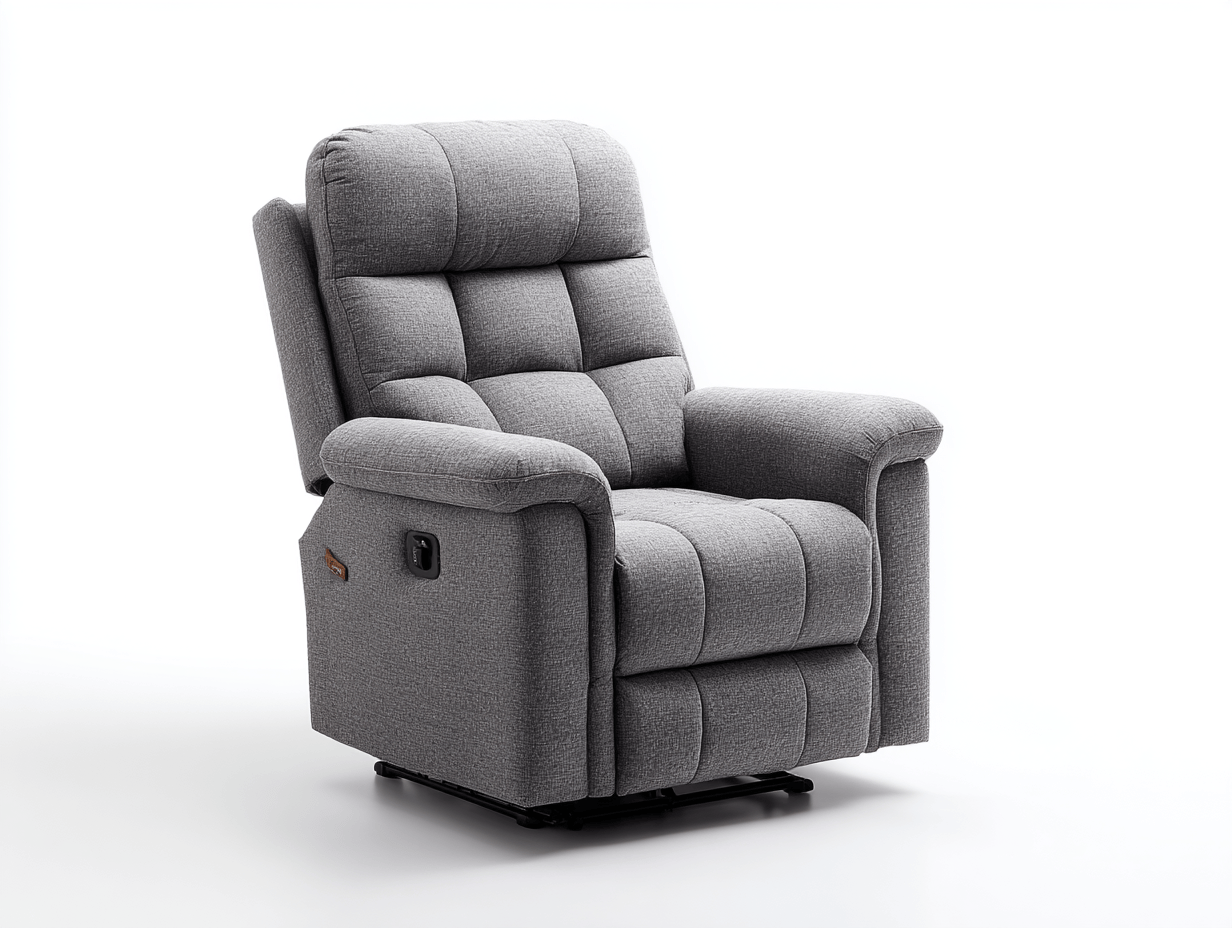 Fauteuil releveur manuel en tissu gris - dossier capitonné - assise ergonomique-Homelyosa
