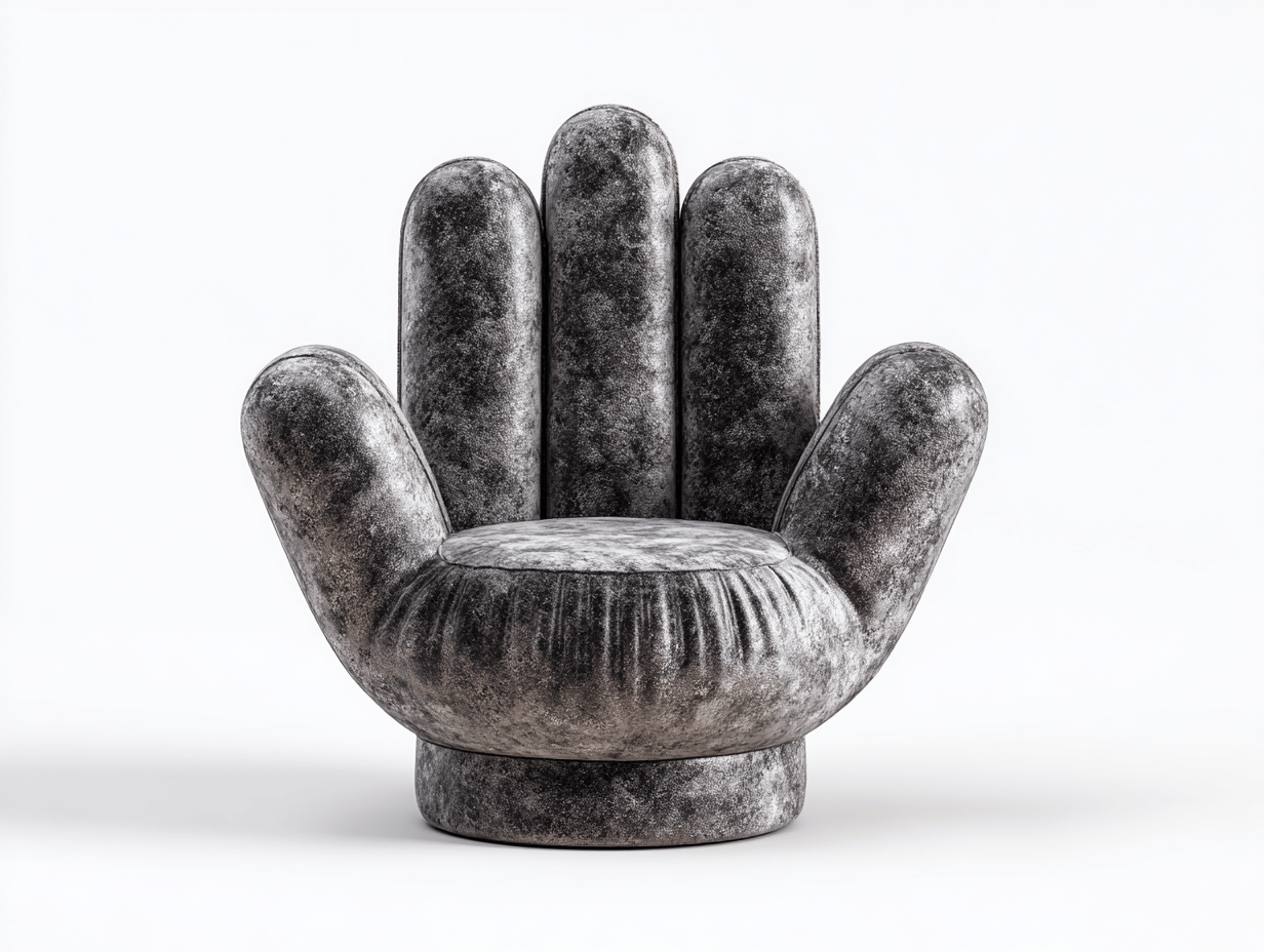 Fauteuil design en velours 96x92 cm - gris - forme créative en main-Homelyosa