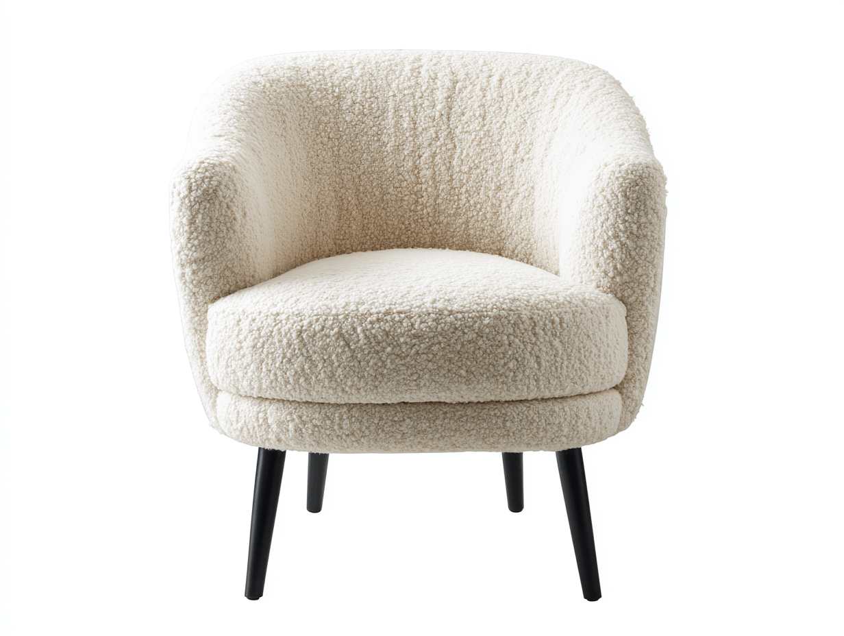 Fauteuil arrondi - tissu bouclé - beige - style moderne-Homelyosa