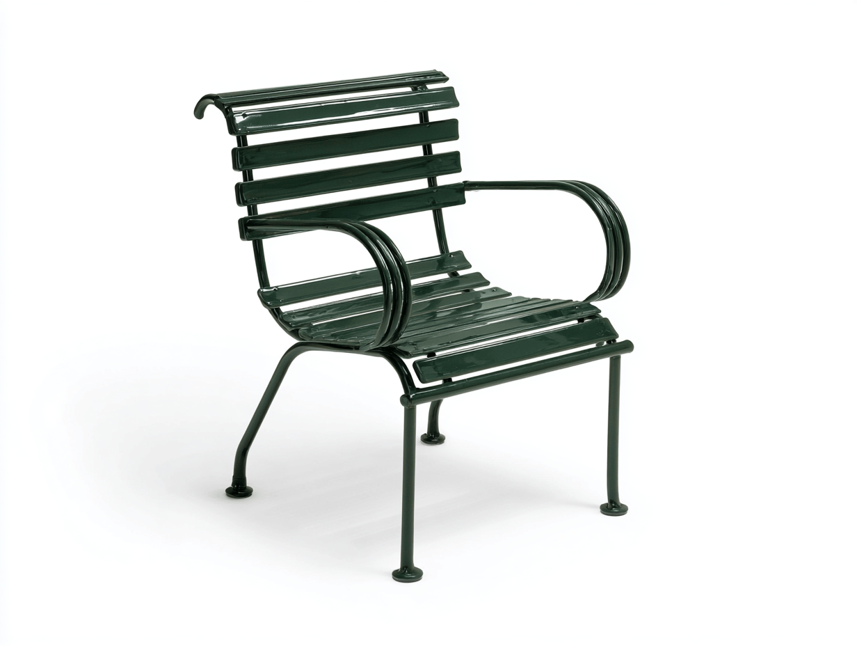 Chaise d'extérieur en métal - vert foncé - lattes horizontales - avec accoudoirs - lot de 1-Homelyosa