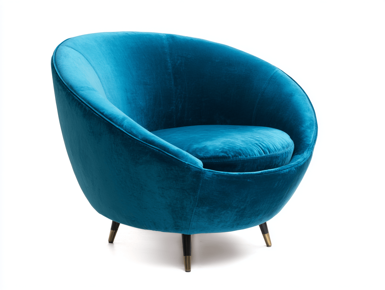 Fauteuil arrondi - velours - bleu - style contemporain-Homelyosa