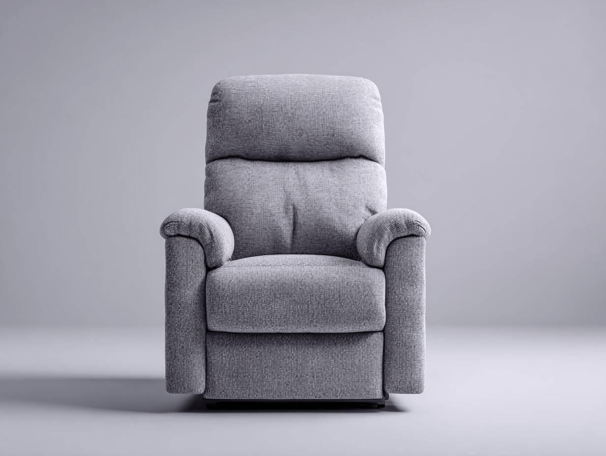 Fauteuil inclinable en tissu gris clair avec accoudoirs rembourrés et dossier haut - design ergonomique pour détente optimale-Homelyosa