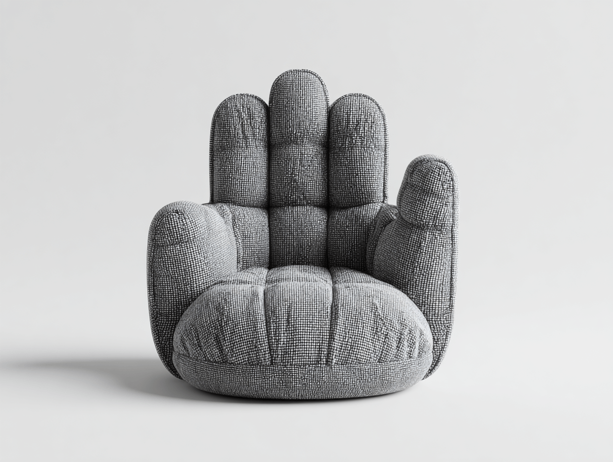 Fauteuil design en tissu 98x92 cm - gris - forme créative en main capitonnée-Homelyosa