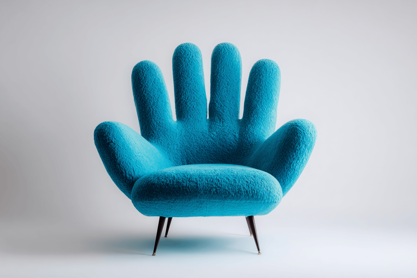 Fauteuil en tissu turquoise 90x85 cm - design main originale - pieds en métal-Homelyosa