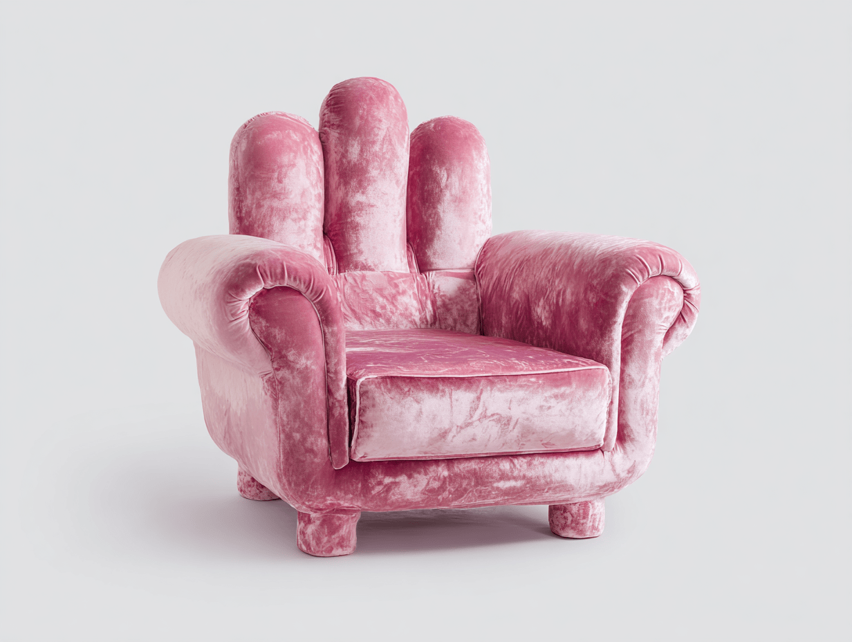 Fauteuil en velours rose 90x85 cm - design main ouverte - pieds bas cylindriques-Homelyosa