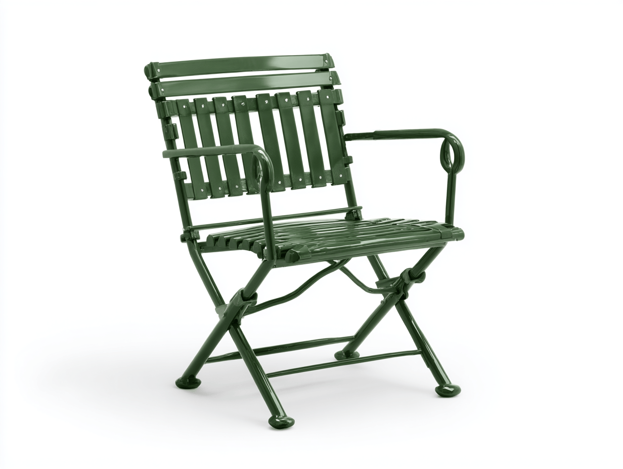 Chaise pliante de jardin en métal 55x52x84 cm - vert foncé - avec accoudoirs et assise à lattes-Homelyosa