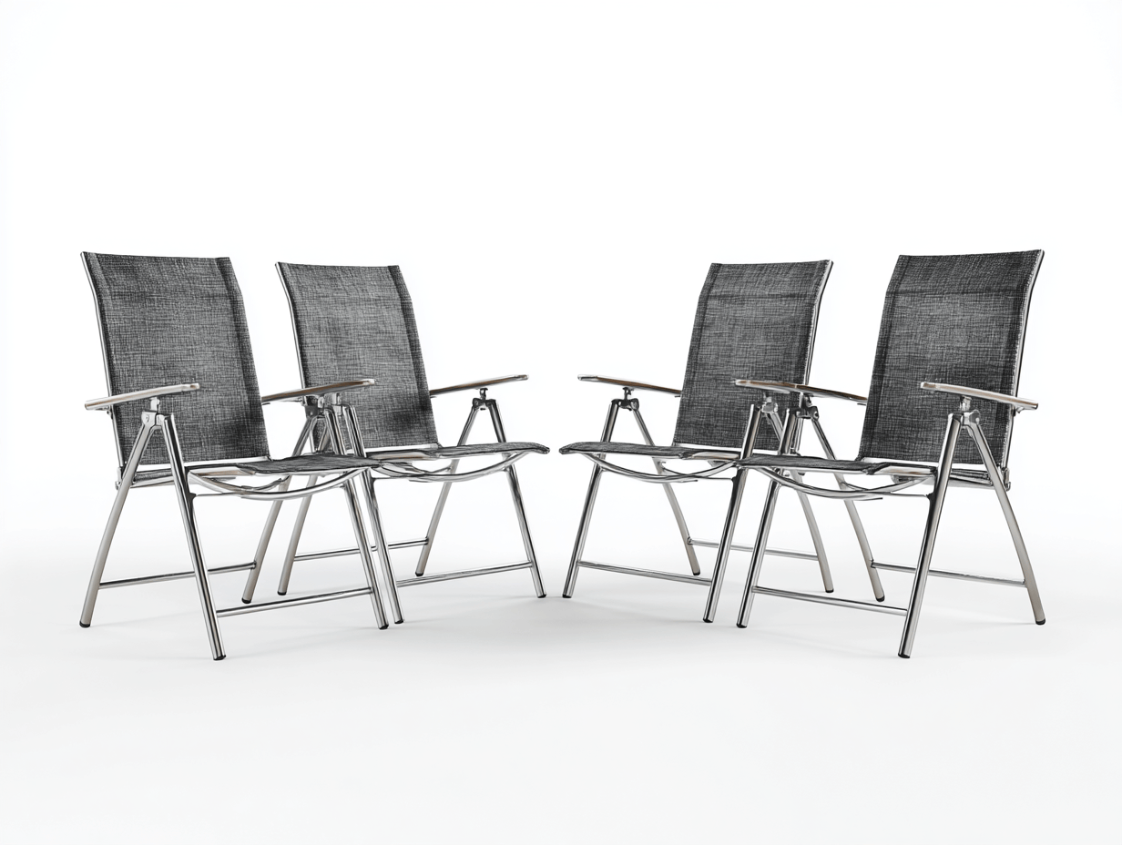 Lot de 4 chaises pliantes de jardin en aluminium et toile textilène - gris - légères et confortables-Homelyosa