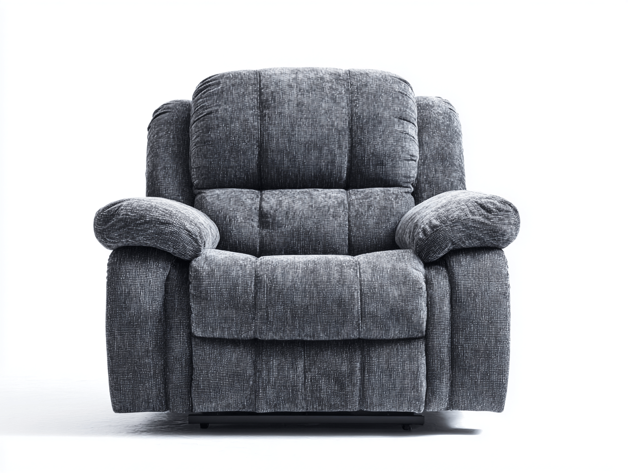 Fauteuil inclinable en tissu gris foncé avec coussins rembourrés et assise ergonomique - design moderne pour détente-Homelyosa