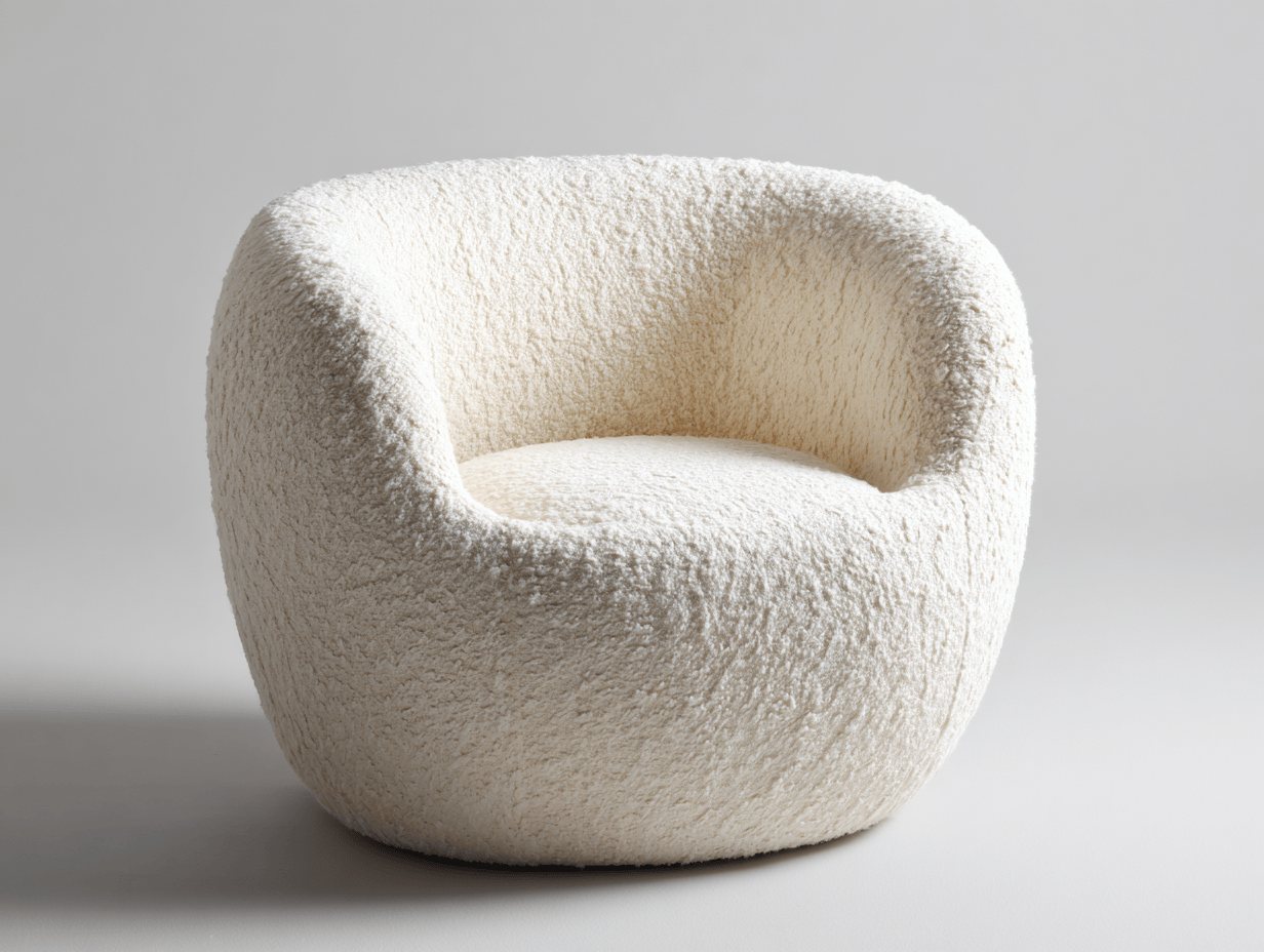 Fauteuil arrondi - tissu bouclé - beige - style contemporain-Homelyosa