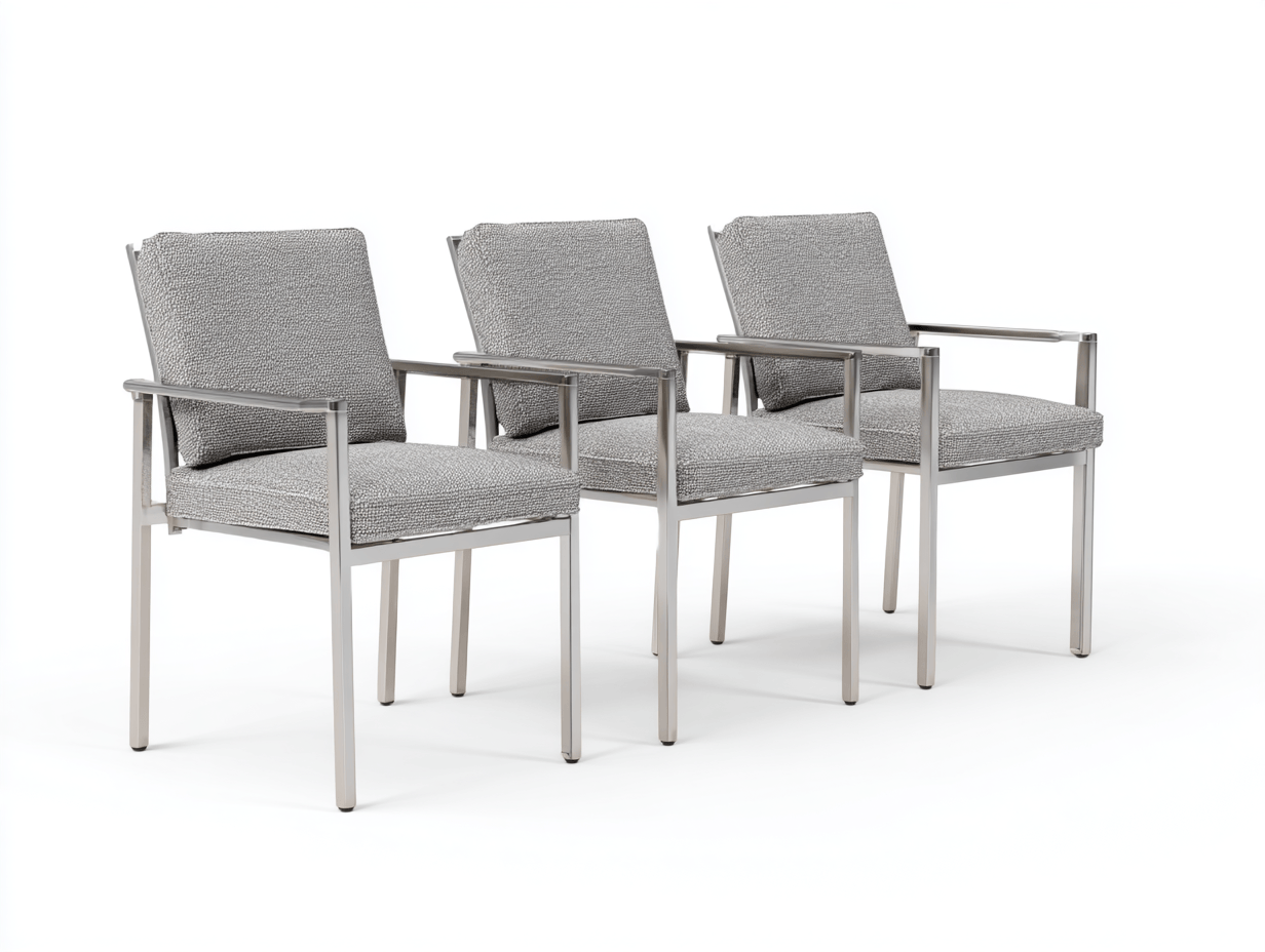 Lot de 3 chaises de salle à manger d'extérieur en aluminium avec coussins - gris clair - confort moderne-Homelyosa