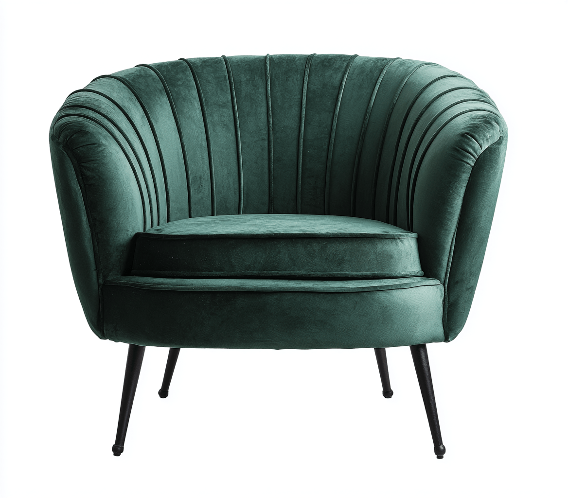 Fauteuil rond - velours - vert foncé - style moderne chic-Homelyosa