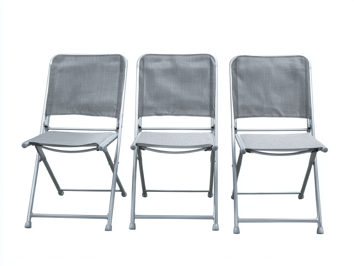 Lot de 3 chaises pliantes de jardin en aluminium et toile textilène - gris clair - légères et compactes-Homelyosa