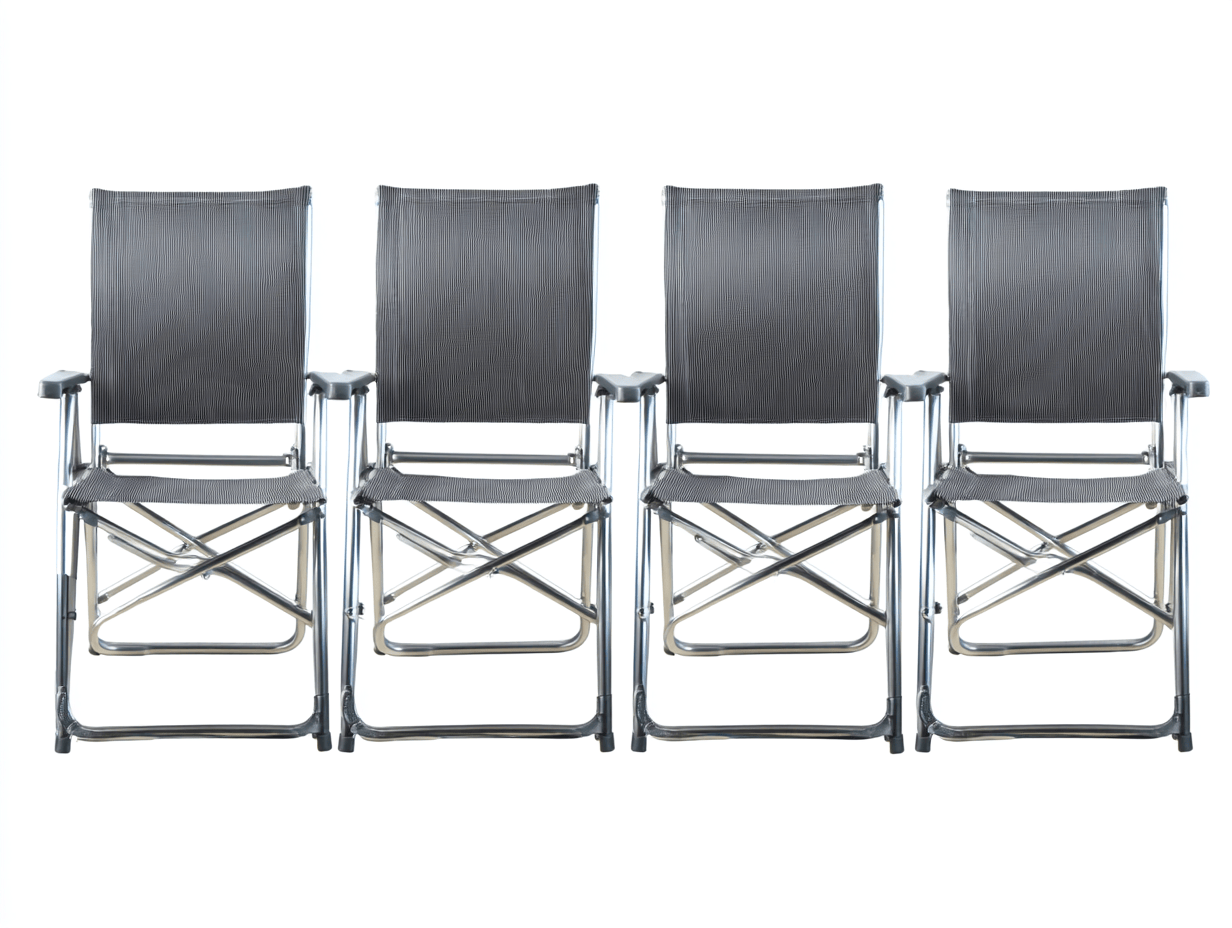 Lot de 4 chaises pliantes de camping en aluminium et toile polyester - gris foncé - légères et portables-Homelyosa